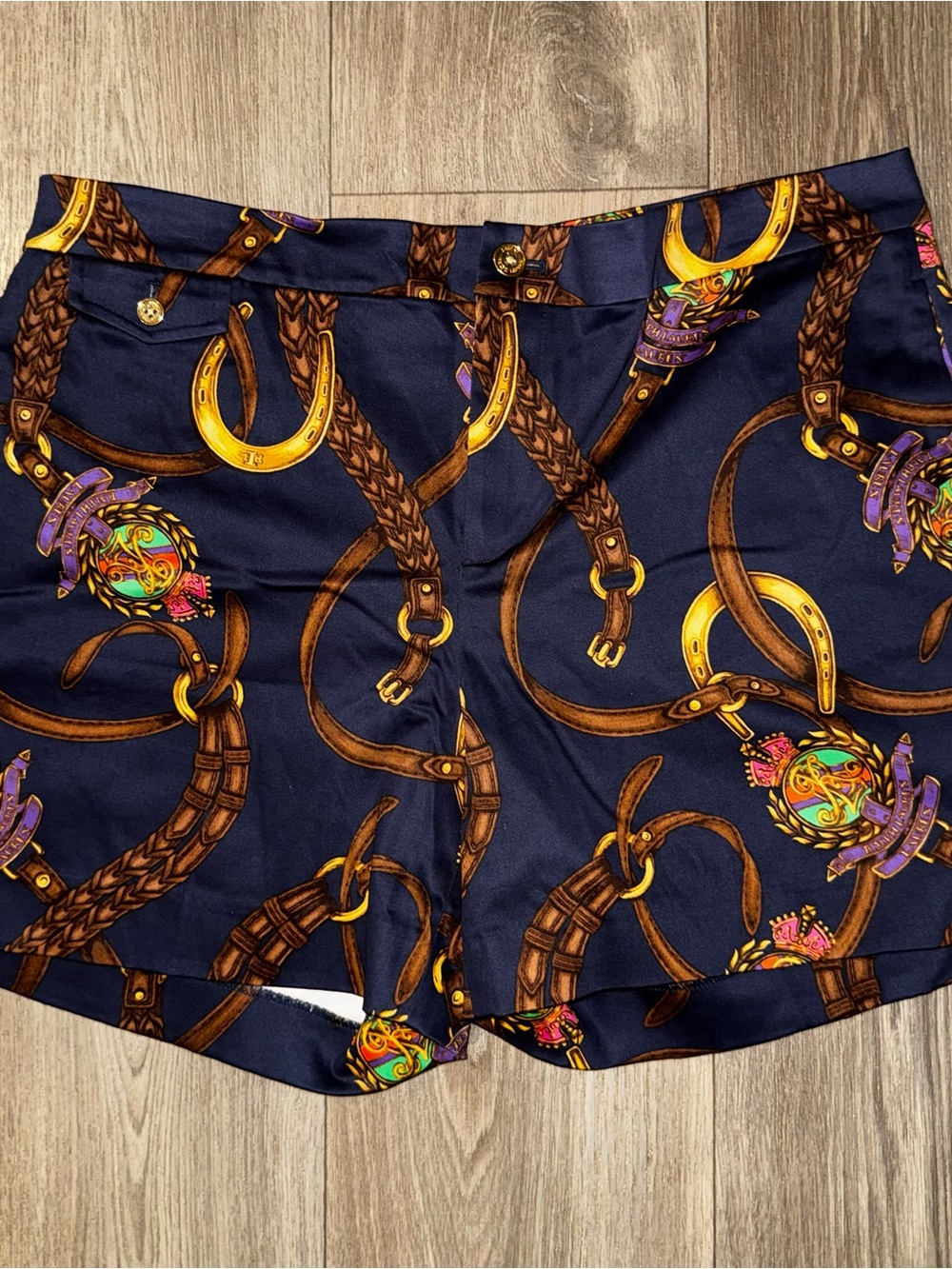 Ralph Lauren Navy Equestrian Print Women's Shorts